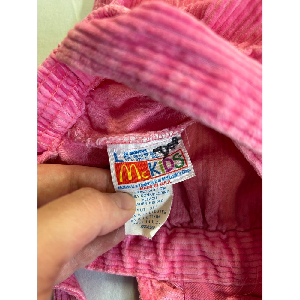 Vintage McKids Pink Corduroy Ruffle Overalls Size 24 Months Made in USA 71898 - Picture 5 of 6